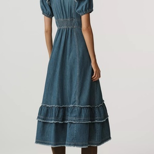 Robe chemise midi décontractée à motif floral en fausse fourrure avec broderie en dentelle, taille XL, manches courtes, longueur maxi, taille naturelle, pour l'été - Product Image 2