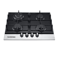 Table de cuisson à gaz GPL/GN 4 brûleurs encastrable 60 cm en verre trempé pour cuisine domestique - Vente en gros usine