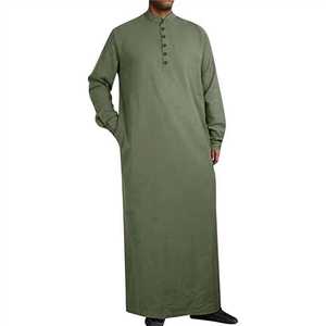 Túnica Musulmana para <span class=keywords><strong>Hombre</strong></span> 2025, Abaya de Algodón, Manga Larga, Color Sólido, Estilo Islámico Informal, Camisa Tipo Túnica, Ropa Árabe de Dubái - Product Image 6