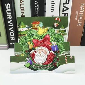 Kit de 8 cartes de vœux de Noël à peindre au diamant 5D, avec forets ronds, en papier, pour l'art DIY - Product Image 2