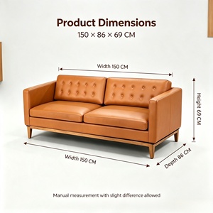 Sofás de Lujo para Sala de Estar, Sofá Moderno con Tapicería de Cuero y Patas de Madera, Juego de Muebles para Sala de Estar para Hotel o Villa - Product Image 2