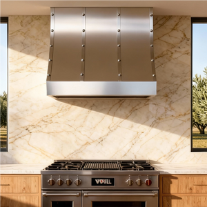 <span class=keywords><strong>Hotte</strong></span> de cuisine architecturale murale en acier inoxydable de haute qualité avec des accents en laiton massif pour les cuisines de villas de luxe - Product Image 5