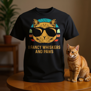 T-shirt I Fancy Whiskers And Paws per amanti dei gatti, nera, taglia unisex per adulti - Product Image 3