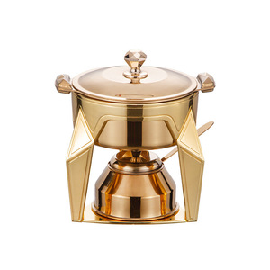 Mini Hot Pot Set Gold Stainless Steel Alcohol Lamp Stove Single Person Chinese Style Home Commercial Use - Product Image 1