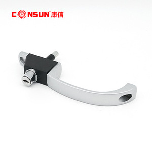 Manija de Ventana de Aleación de Aluminio en Forma de 7, Sin Llave, Plateada, Ambidiestra, Diseño Moderno, Marca Consun - Product Image 1