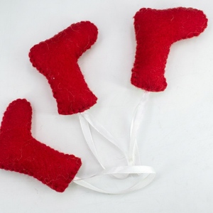 Wholesale Felt & Yarn <b>Red</b> <b>Wool</b> Stocking Snowflake Design Christmas Hanging Ornament Handmade 7cm Mantel Tree Decor - Product Image 4