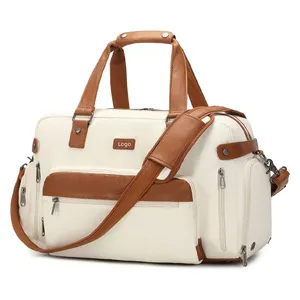 नई रातोंरात Weekender बैग यात्रा कंधे Duffel बैग थोक फैशन कैनवास Duffel बैग पर ले जाने के साथ जूते के डिब्बे