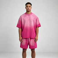 Ensembles T-shirt et Short Oversize Personnalisés pour Hommes, Effet Vieilli et Délavé à l'Acide, Style Streetwear, Vente en Gros