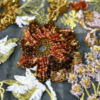Broderie à paillettes, tissu en polyester, adapté aux robes de soirée élégantes haut de gamme pour femmes, personnalisable