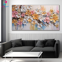 UNIART-Toile murale abstraite moderne, décor à la main, texture 3D fleur, peinture à l'huile, palette, couteau, arbre