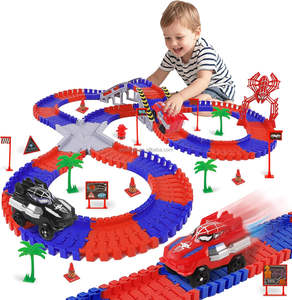 Giocattoli educativi 212 pezzi da corsa giocattoli <span class=keywords><strong>con</strong></span> 2 auto elettriche a Spider Truck auto Monster Truck Slot giocattoli per ragazzi - Product Image 1