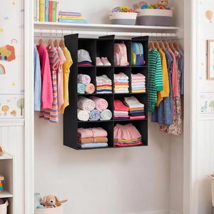 Organisateur de placard suspendu à 12 compartiments, 4 niveaux, en tissu non tissé, pour le rangement des vêtements dans la chambre - Product Image 2
