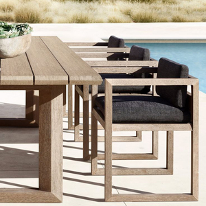 Table à manger d'extérieur en bois de teck massif résistant aux intempéries-Mobilier de patio élégant pour les barbecues d'arrière-cour - Product Image 5