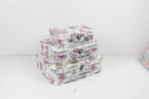 Ensemble <span class=keywords><strong>de</strong></span> 3 boîtes à fleurs en carton avec poignée, vente en gros, boîte cadeau en carton avec fleurs imprimées - Product Image 3
