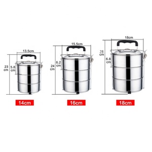 Contenitore Termico Portatile di Grande Successo a 2/3/4/5 Strati Sigillato Porta Pranzo Bento Box in Acciaio Inossidabile - Product Image 4