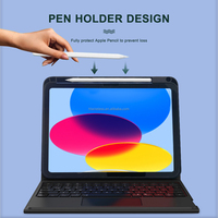 Nouvel étui clavier magnétique sans fil avec trackpad USB-C ultra fin pour iPad 10e génération 10,9 pouces rétroéclairage RVB