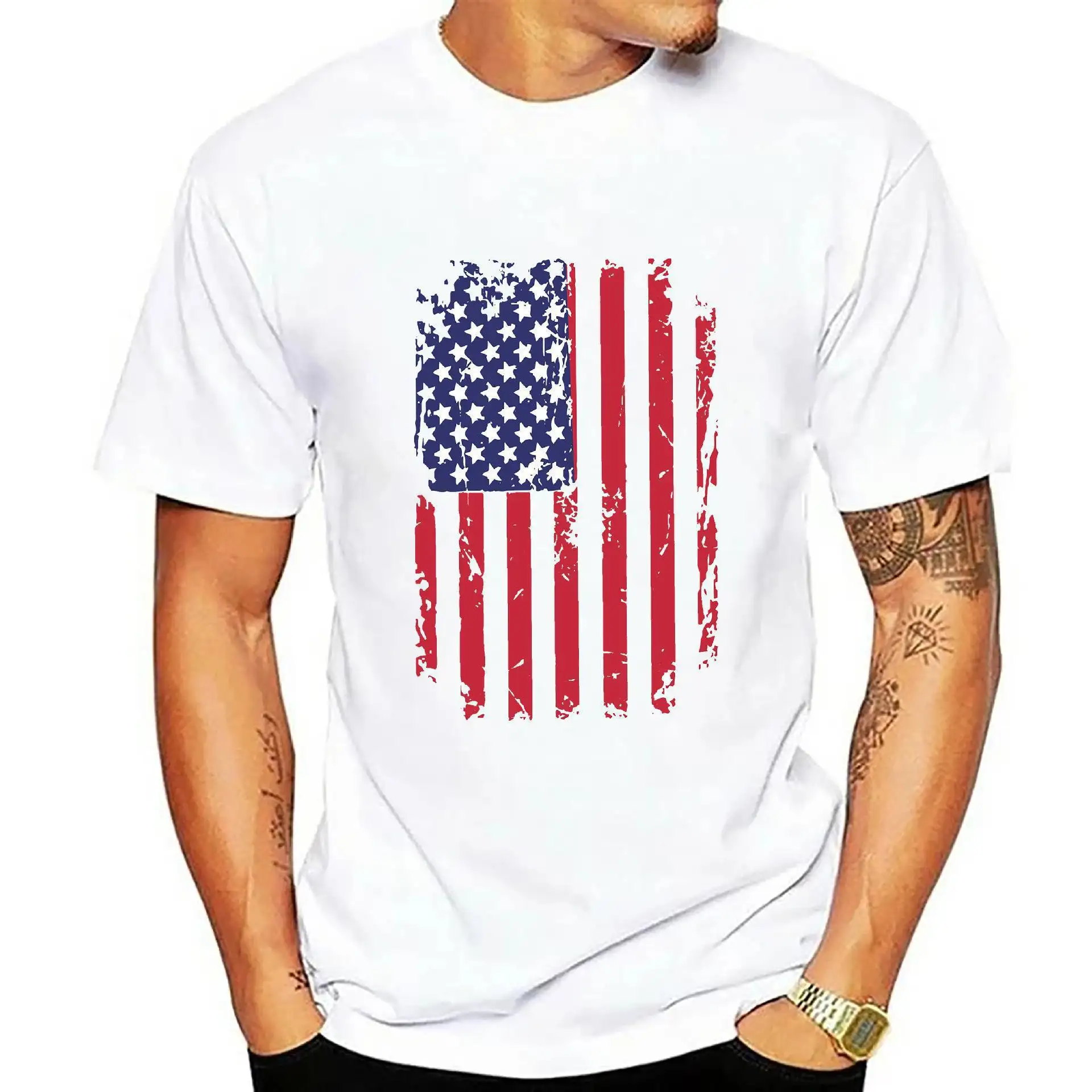 NADANBAO USA Flag T Shirt Top Celebration Independence Day Summer Sleeve Print Casual T Shirt