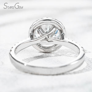 Anillo de Compromiso con Halo de Oro Blanco de 18K y Diamante Cultivado en Laboratorio de Corte Brillante Redondo de 1.9ct 7.3-7.36mm, Color D Clásico, Starsgem - Product Image 4