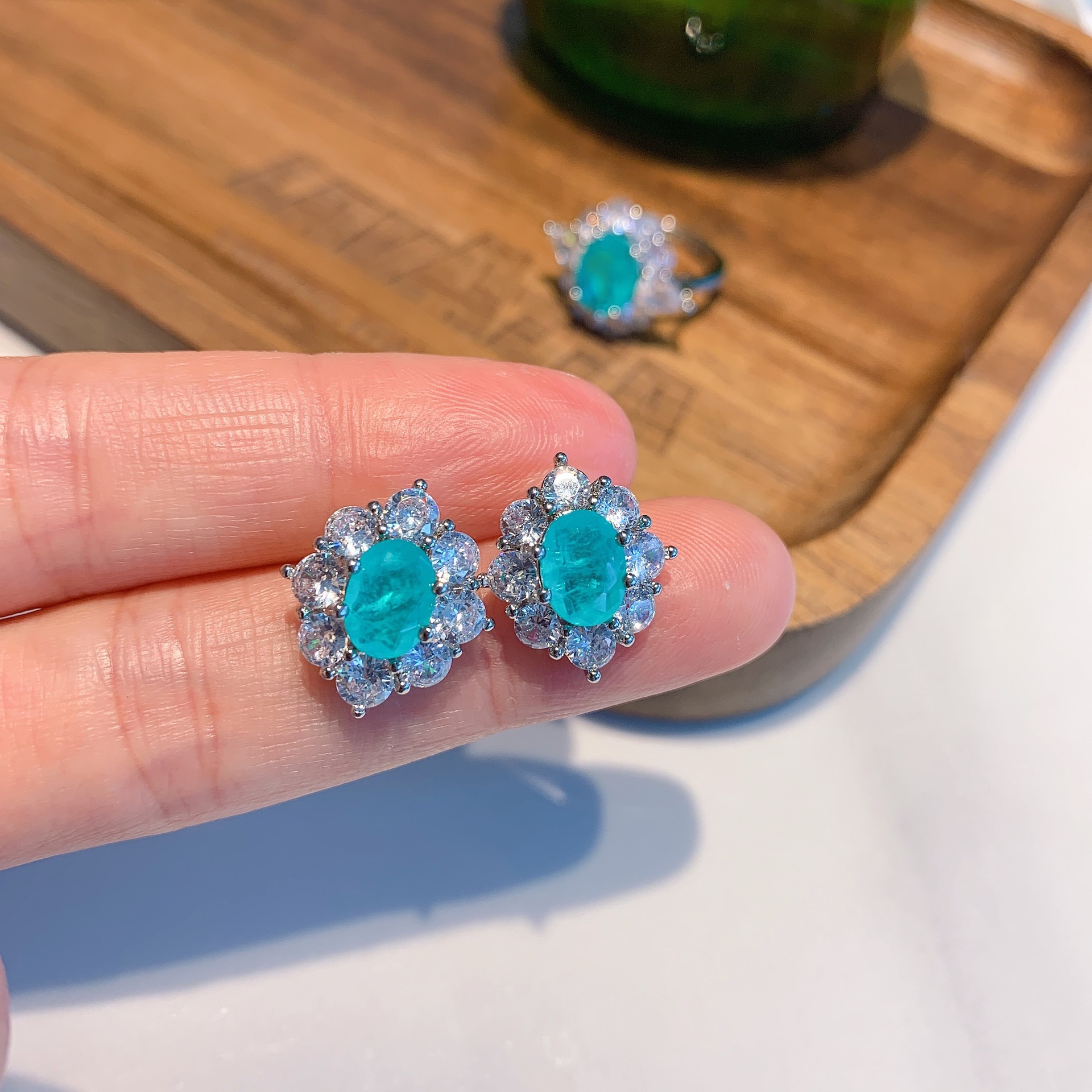Boucles d'oreilles bleues