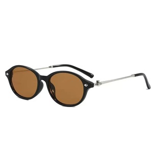 <b>Retro</b> Oval <b>Sunglasses</b> For Women UV400 Full Rim Metal Temple Sun Protection Fashion Glasses - Product Image 1