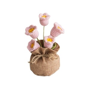 Plante en pot artificielle en crochet faite main, fleur de cloche, plante immortelle, sac porte-bonheur, décoration de plante en pot, cadeau de fête - Product Image 5