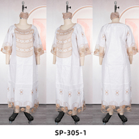 Robes africaines blanches brodées H&D SP-305-1 pour femmes, nouveau design, en tissu Bazin, avec foulard assorti