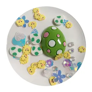 Lovely 1 Bag Kawaii Cartoon Chick Clay Slices Ornament Slime Phone Case Deco Easter Egg Resin Charms Confeti Slime Decorativo