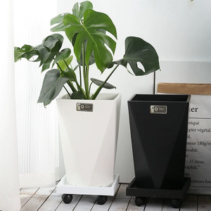 Pot de fleurs <span class=keywords><strong>rectangulaire</strong></span> extra-large en résine respirante de style nordique, créatif et minimaliste, avec plateau roulant pour salon - Product Image 5