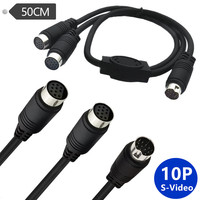Câble adaptateur en Y Mini DIN 10 broches, câble d'entrée audio 10 broches compatible avec récepteur TV, moniteur TV, projecteur