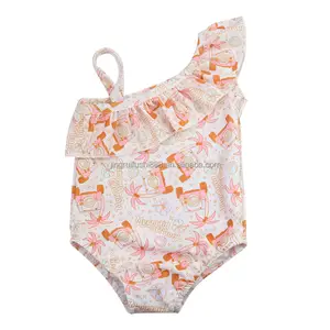 Summer Kids Girls Swimwear Customize Pattern Baby 1 Piece Swim Beach Bathing Suits For Toddlers