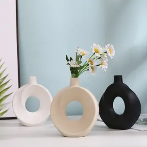 Newest Nordic Simple Donuts Set Of 3 Ceramic Vase Dried Flower Home Decoration Hotel Office Guesthouse Decoration