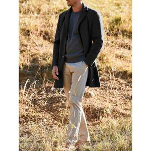 2025 gabardina ajustada para hombre Otoño Invierno cálido abrigo suave cuello con muescas abrigo de guisante de un solo pecho de algodón de talla grande - Product Image 3