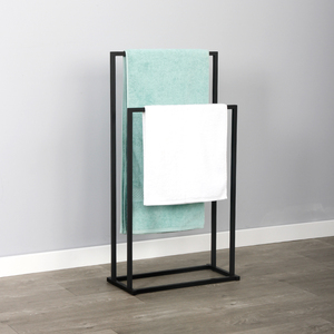 Portasciugamani in metallo nero a 2 strati <span class=keywords><strong>per</strong></span> piccoli spazi <span class=keywords><strong>porta</strong></span> <span class=keywords><strong>asciugamani</strong></span> a mano con doppi livelli <span class=keywords><strong>per</strong></span> il lavaggio del pavimento del <span class=keywords><strong>bagno</strong></span> - Product Image 4
