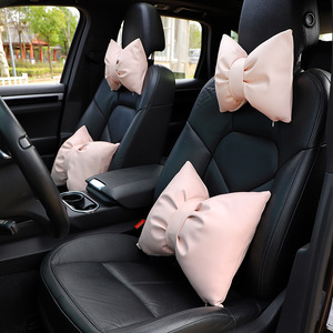 Ensemble d'oreillers de voiture roses avec nœud, en coton PP doux, coussin universel pour siège de voiture, pour la décoration intérieure de l'auto, utilisable en toutes saisons - Product Image 2