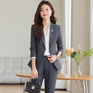 Temperamento da pendolare da <span class=keywords><strong>donna</strong></span> professionista Senior Plus-Size grigio per lavoro da colletto bianco sorella maggiore reale maturo autunnale - Product Image 6