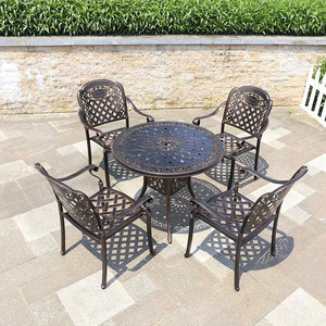 Elegante Juego de Mesa y Sillas de Aluminio Fundido para Exteriores, Estilo Campestre, Desmontable, para Patios, Balcones, Villas y Jardines - Product Image 4
