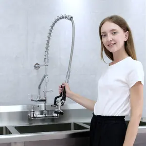 Новое поступление вытяжной смеситель кран коммерческих Весна Опрыскиватель хром вытяжной смеситель кран коммерческих для кухонной раковины - Product Image 1