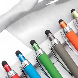 Hot bán khuyến mại New 2 trong 1 đa chức năng Stylus mềm màn hình cảm ứng Bóng bút bút bi bút với biểu tượng tùy chỉnh - Product Image 2