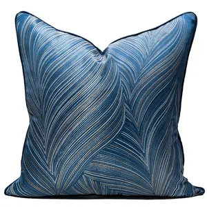 豪華なストライプデザインのクッションカバー明るい色の枕カバー家の装飾のための青い正方形の枕カバー45*45CM 50*50CM
