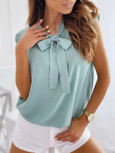 Blusas y Camisas Elegantes de Verano para Mujer con Volantes, Sin Mangas, Estampado de Puntos, con Lazos y Cordones, Blusas Holgadas, Túnica Sexy, J0126 - Product Image 4