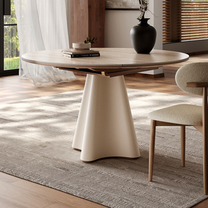 <span class=keywords><strong>Tavolo</strong></span> da Pranzo Pieghevole <span class=keywords><strong>Quadrato</strong></span> in <span class=keywords><strong>Legno</strong></span> Massello con Piano in Marmo, Stile Crema, di Alta Gamma, per Piccoli Appartamenti, Design Francese Mid-Century - Product Image 4