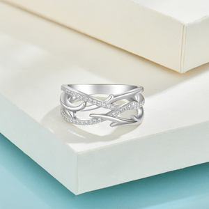 YILUN elegante anello con Design incrociato e rodiato con pietre di Zirconia di alta <span class=keywords><strong>gioielleria</strong></span> 925 anello in argento Sterling da donna - Product Image 2