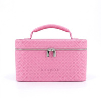 Étui de rangement de maquillage de voyage élégant personnalisé avec poignée, sac de rangement cosmétique en cuir PU de qualité supérieure, étui de toilette en cuir de luxe pour femmes