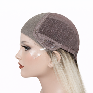 Peluca rubia con encaje frontal y raíces oscuras, peluca <span class=keywords><strong>bob</strong></span> recta hasta los hombros para mujer - Product Image 5