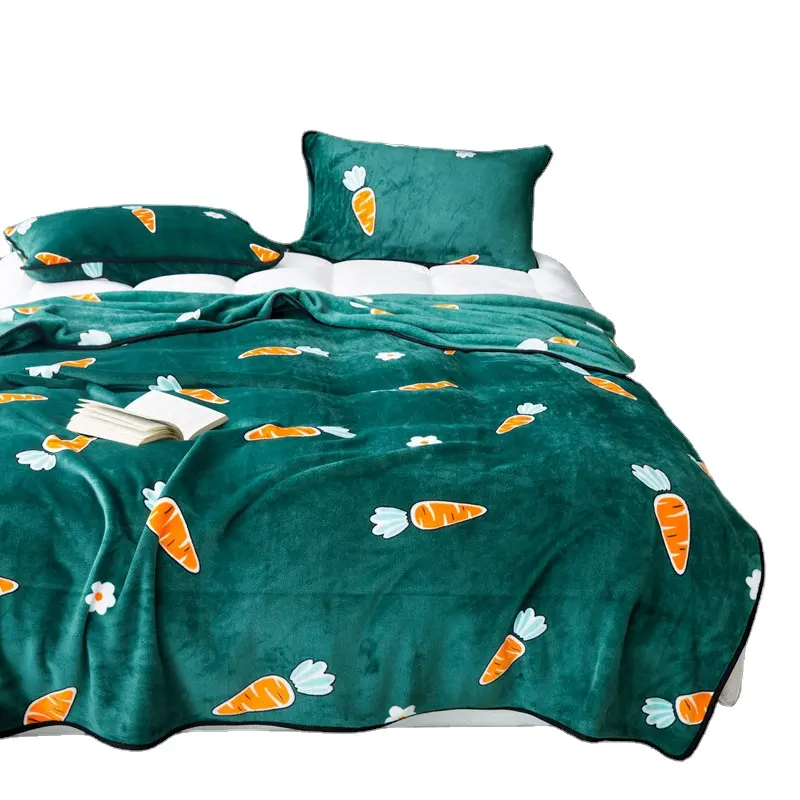 Karikatür desen ucuz fiyat çocuklar için yetişkin uyku battaniye yatak takımı yastık kılıfı ile