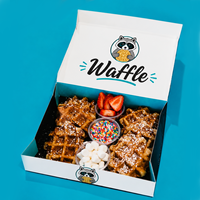 Boîte familiale pour gaufres, emballage en papier noir pour donuts, boîte à dessert pour gaufres sur bâtonnet, plateau alimentaire, boîte pliable pour crêpes