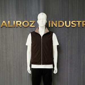 Gilet sans manches réversible pour homme, sans col, fermeture éclair, coupe-vent, décontracté, extérieur, hiver, couleur unie, Spandex/Polyester - Product Image 1