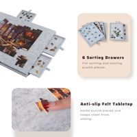Plateau de puzzle avec support et couverture 2 en 1, plateau en feutre super léger, rangement avec 6 tiroirs pour adultes, table de puzzle