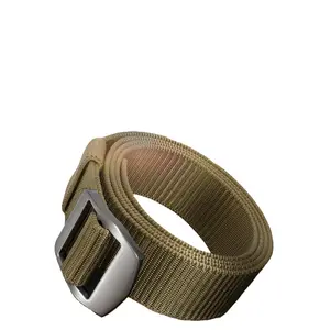 Metal Buckle Green Fabric Nylon Men Belt Tactical Outdoor Elastic Waist Belt