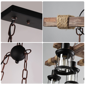 Lustre rétro en <span class=keywords><strong>bois</strong></span> massif suspendu Loft Bar Vintage Industriel Vieux Bateau <span class=keywords><strong>Suspension</strong></span> en <span class=keywords><strong>bois</strong></span> Décor intérieur Éclairage <span class=keywords><strong>Luminaire</strong></span> - Product Image 5
